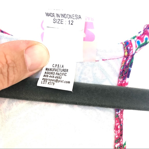 C&R Beachwear Girls Dress Spaghetti Strap Geometric Patter Bright Colors Size 12 - Picture 7 of 9